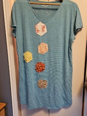 funk.u.self Bleu GRAY Stripe Mini Dress with Patchwork Accents Sz XXL